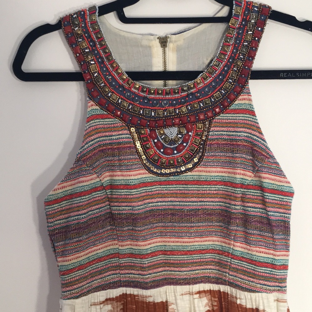 Lucky Band Beaded and Woven Racerback Dress